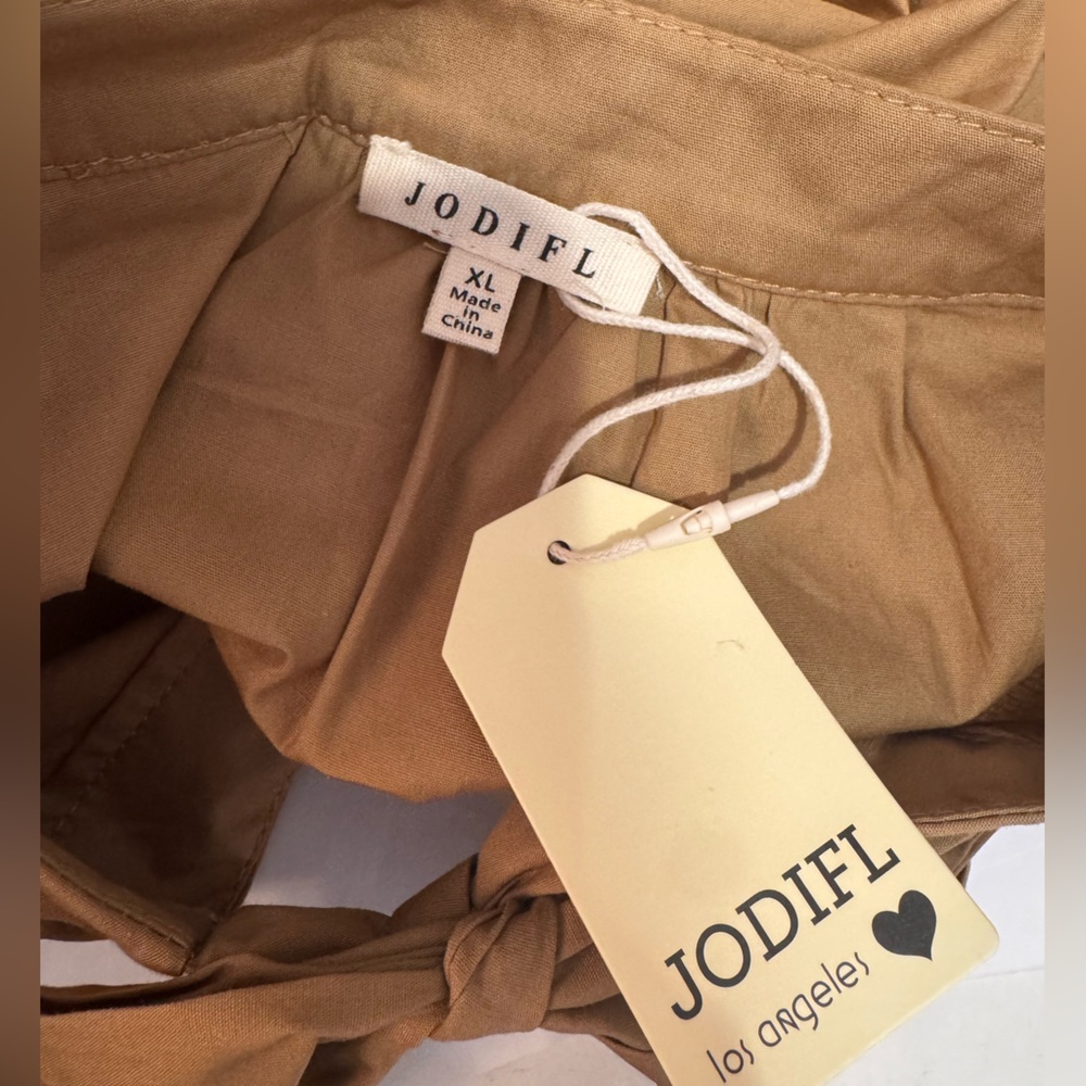 NWT! JODIFL Camel Tan Ruffle and Bow Blouse - Picture 7 of 8